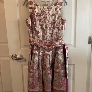 KAY UNGER party pink jacquard fully lined sleeveless size 10